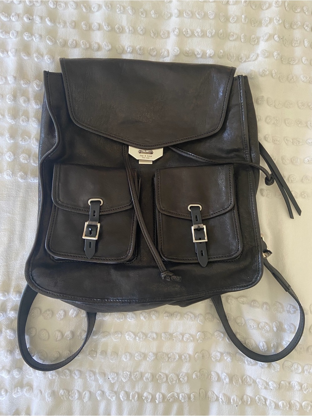 Rag & Bone Field Black Leather Backpack Tote